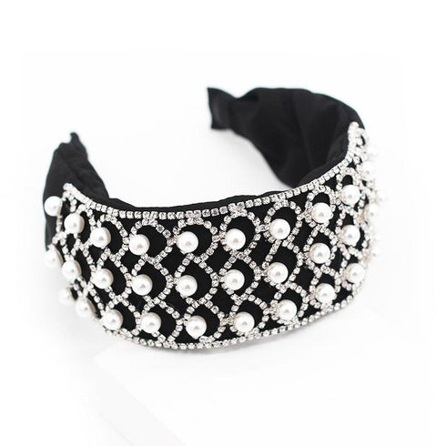 Serre-tête large en perles et strass Kirsten
